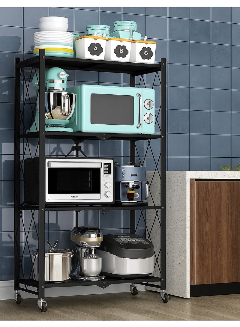 المفرج حامل تخزين للمطبخ ومنظم لأغراض المطبخ حديد 4 رف بعجلات  مقاس 34x71x126  سم - Image 2