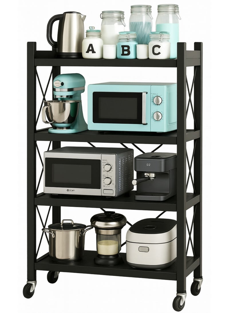 المفرج حامل تخزين للمطبخ ومنظم لأغراض المطبخ حديد 4 رف بعجلات  مقاس 34x71x126  سم - Image 1