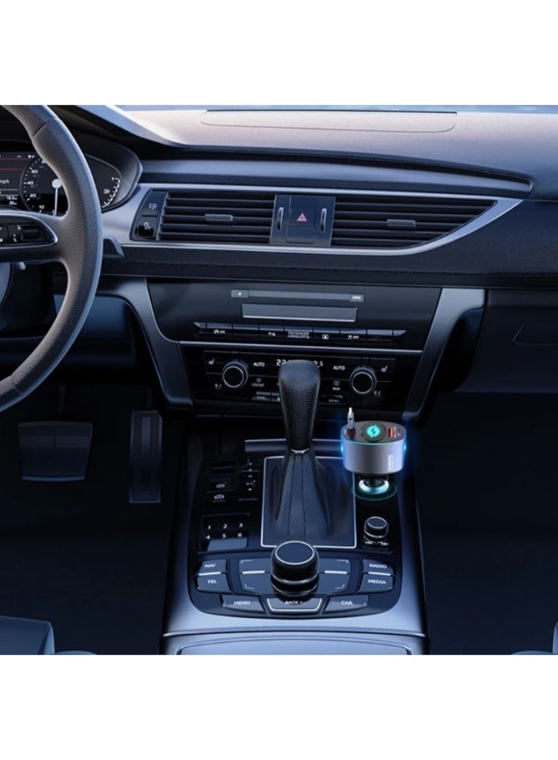 High-Speed ​​Car Fast Charging Adapter with Retractable Type-C Cable and USB Port Suitable for Phones and Mobile Devices - Image 2