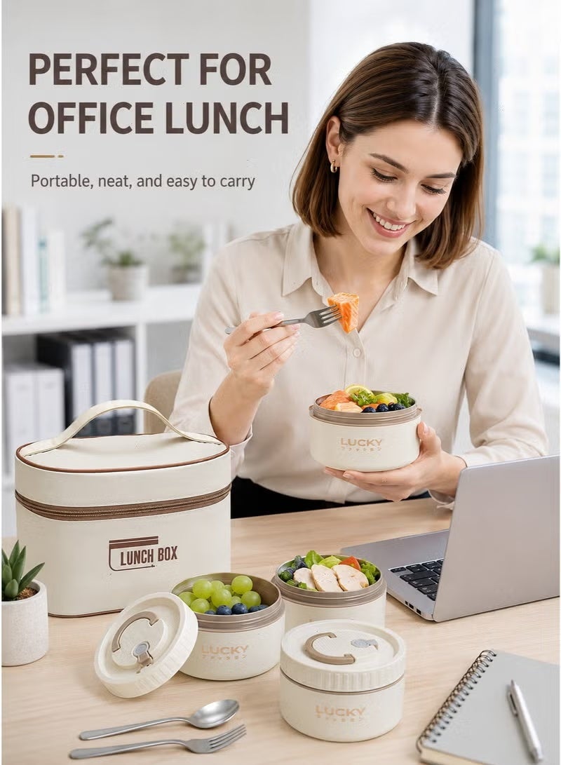 MOSH Bento Box Set, Stainless Steel Lunch Box with 4 Leakproof Containers, Insulated Bag & Cutlery, Portable for School, Office and Outdoor Use - Image 3