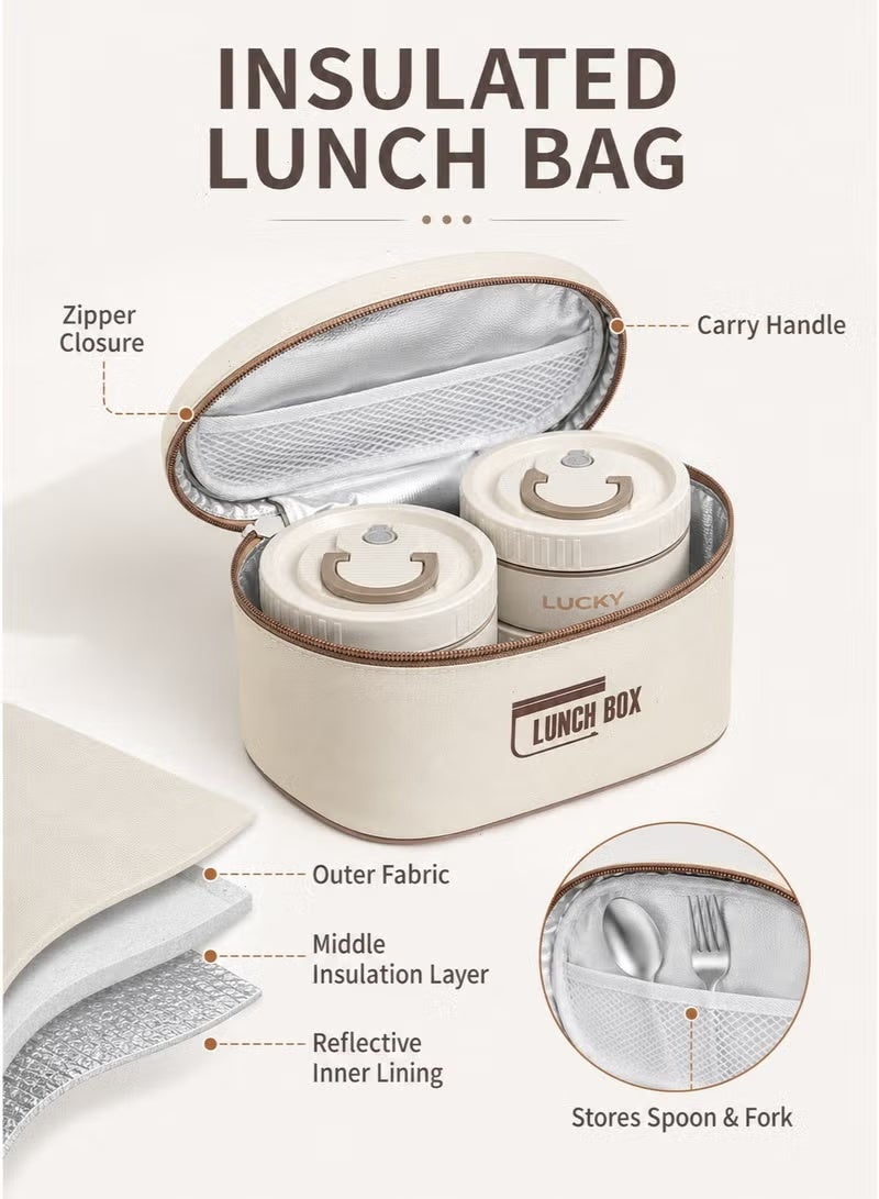 MOSH Bento Box Set, Stainless Steel Lunch Box with 4 Leakproof Containers, Insulated Bag & Cutlery, Portable for School, Office and Outdoor Use - Image 4