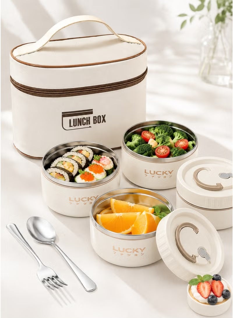 MOSH Bento Box Set, Stainless Steel Lunch Box with 4 Leakproof Containers, Insulated Bag & Cutlery, Portable for School, Office and Outdoor Use - Image 1