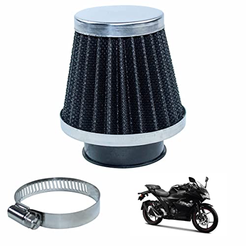 Asryd Motorcycle Air Filter Pods, Motorcycle Air Filter 42mm Round Tapered Clamp-on Pod Intake Filter Cleaner For Suzuki Gixxer SF (Pack of 1), BLACK - Image 5