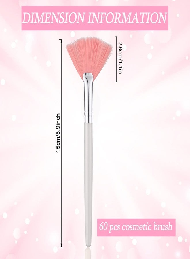 Sieral 60 Pcs Fan Facial Brushes Fan Mask Soft Facial Applicator Brushes Acid Brush Cosmetic Makeup Blush Applicator Tools for Esthetician Eyeshadow Peel Mud Cream(Pink) - Image 2