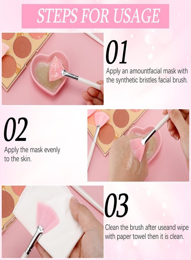 Sieral 60 Pcs Fan Facial Brushes Fan Mask Soft Facial Applicator Brushes Acid Brush Cosmetic Makeup Blush Applicator Tools for Esthetician Eyeshadow Peel Mud Cream(Pink) - Image 4