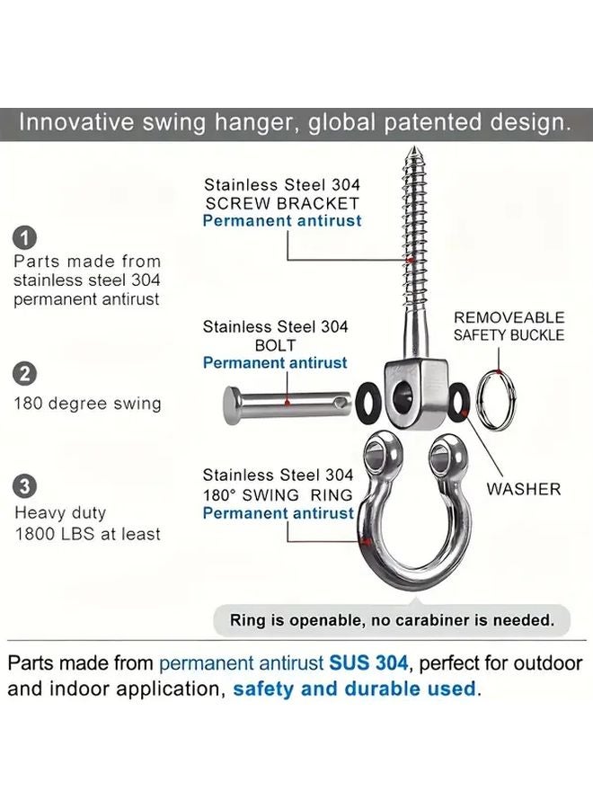 1 Pc D Type Hanger Set Heavy Duty Stainless Steel Swing Hook 180 Degree Ceiling Hardware - Image 4