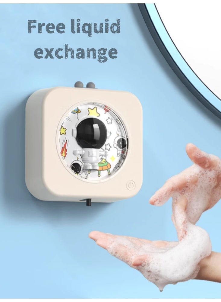 Automatic Induction Soap Dispenser Wall Mounted Hand Sanitizer Dispenser Foam Phone Washer Sensor Liquid Rice White - Image 5