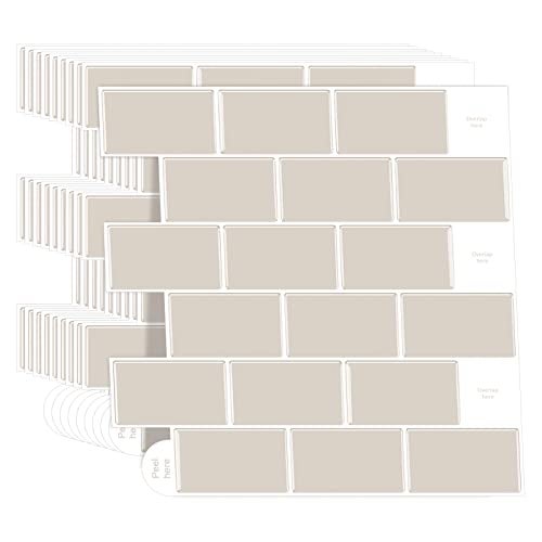 WalDecoo Subway Tile Peel and Stick Tile for Kitchen, Premium Beige 3D Self-Adhesive Backsplash Tiles, Stick on Tiles Backsplash for Kitchen & Bathroom (10 Tiles, 12" X 12"). - Image 1
