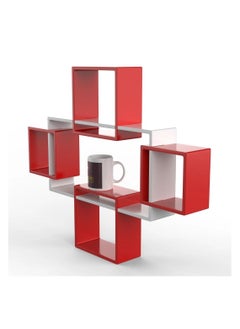 Wooden Twist Exclusively Designed Engineered Wood Intersecting Decorative Living Room Wall Shelves (Set of 5)  - Image 3