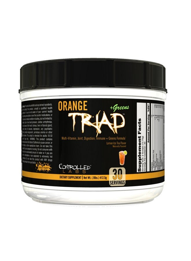 CONTROLLED LABS Orange Triad Plus Greens for Men and Women, 30 Servings Iron Free Sports Supplement for Overall Health, Multivitamin, Digestion, Immune System, and Joint Health - Image 1