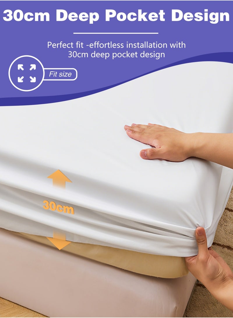 SpireHues Waterproof Quilted Mattress Protector - Deep Pocket 30cm, Soft Microfiber Polyester, Breathable - Image 4