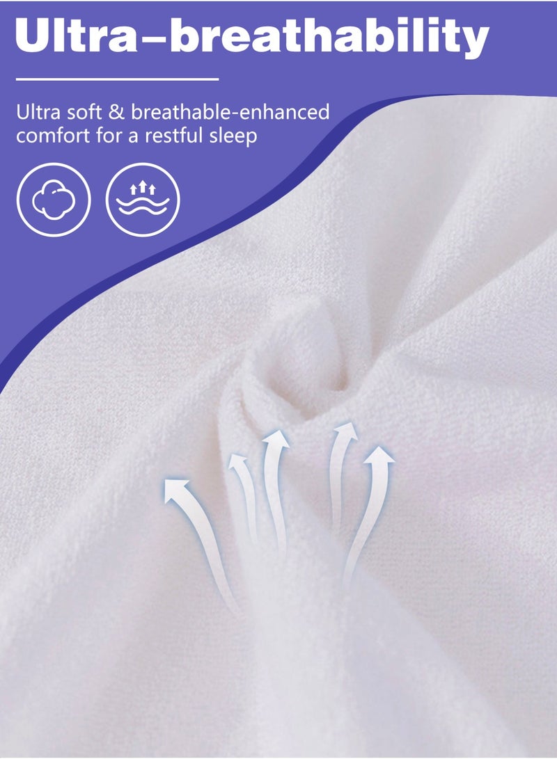 SpireHues Waterproof Quilted Mattress Protector - Deep Pocket 30cm, Soft Microfiber Polyester, Breathable - Image 3