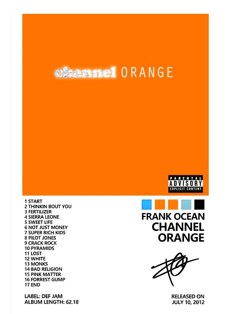 TNESSENTIAL FRANK OCEAN CHANNEL ORANGE CANVAS POSTER