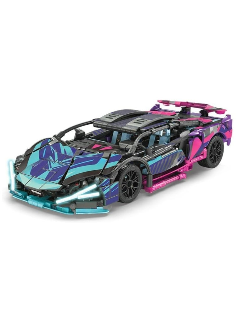 مجموعة مكعبات بناء سيارات رياضية، مجموعة بناء سيارات سباق على طراز لامبورغيني، أكثر من 1200 قطعة لعبة بناء سيارات خارقة للبالغين والأطفال، مجموعة هدايا مكعبات نموذج سيارة إبداعية من MOC - Image 2