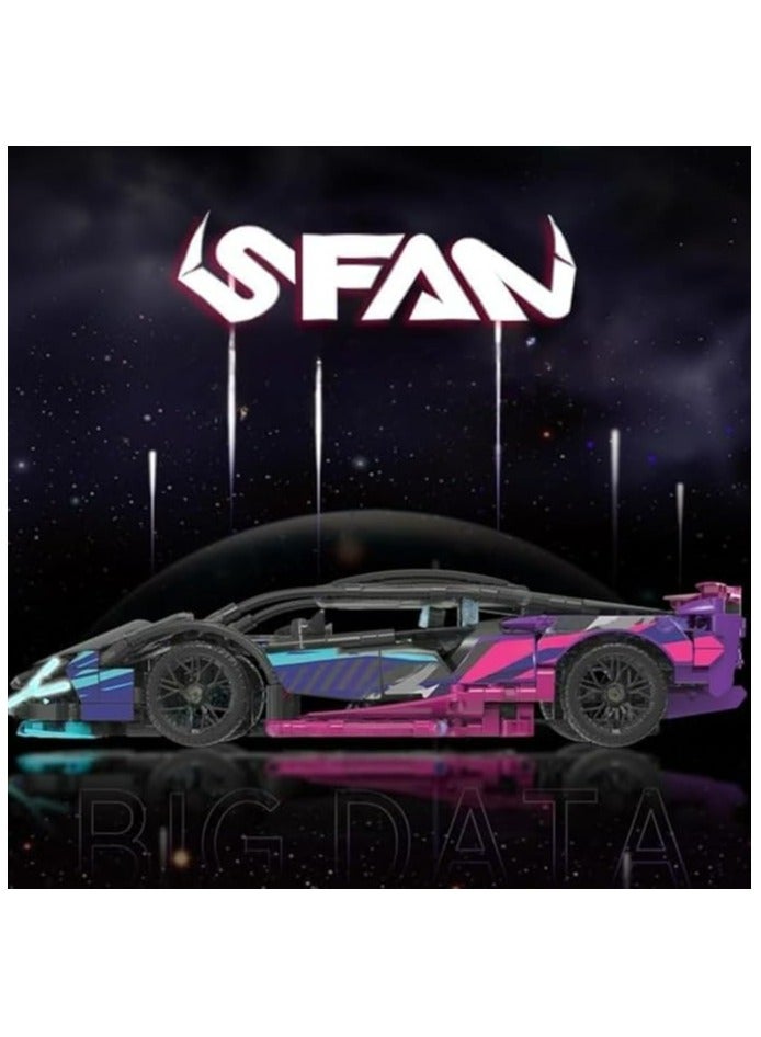 مجموعة مكعبات بناء سيارات رياضية، مجموعة بناء سيارات سباق على طراز لامبورغيني، أكثر من 1200 قطعة لعبة بناء سيارات خارقة للبالغين والأطفال، مجموعة هدايا مكعبات نموذج سيارة إبداعية من MOC - Image 3