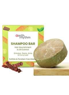 Earth Rhythm Shikakai Shampoo Bar | Contains Shikakai, Curry Leaf, Reeta & Amla Extracts | Men & Women | Sulphate & Paraben Free| Natural- (Cardboard) - 80Gm  - Image 1
