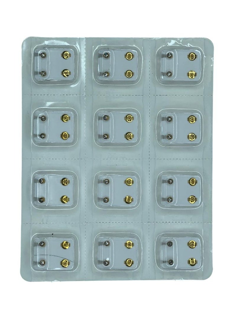 Influence Germany Golden & Silver Stud Earrings – 12 Pairs Multipack with Sparkling Stones - Image 2