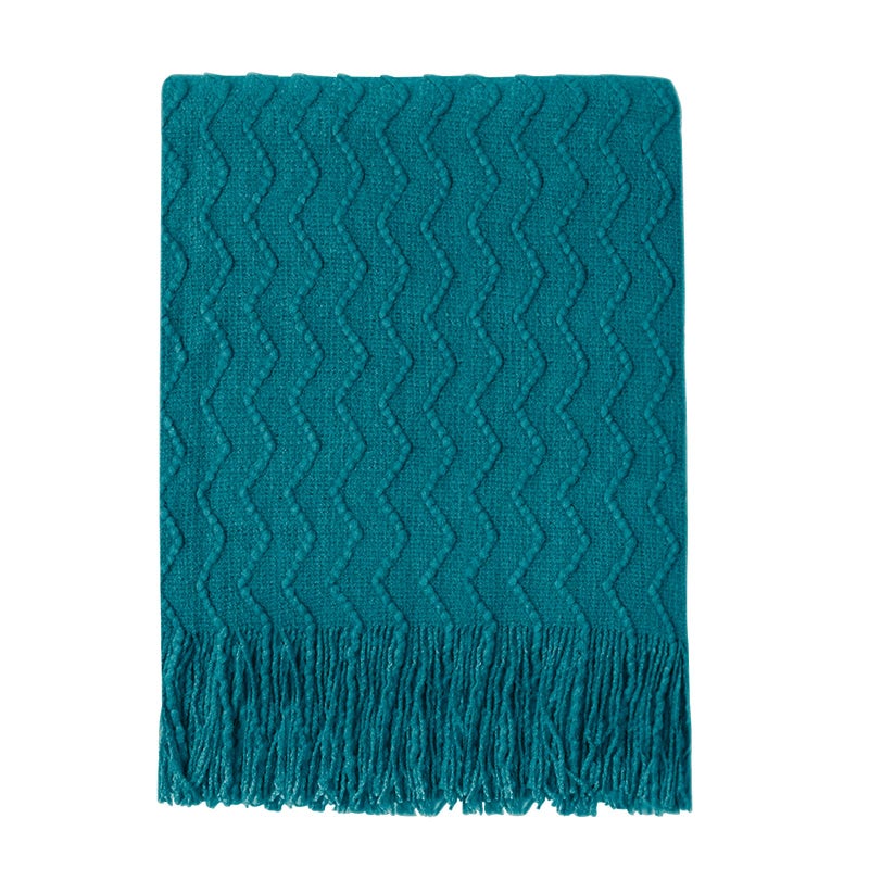 BOURINA Teal Throw Blanket 50x60 Inches Throw Textured Solid Soft Sofa Couch Decorative Knit Blanket