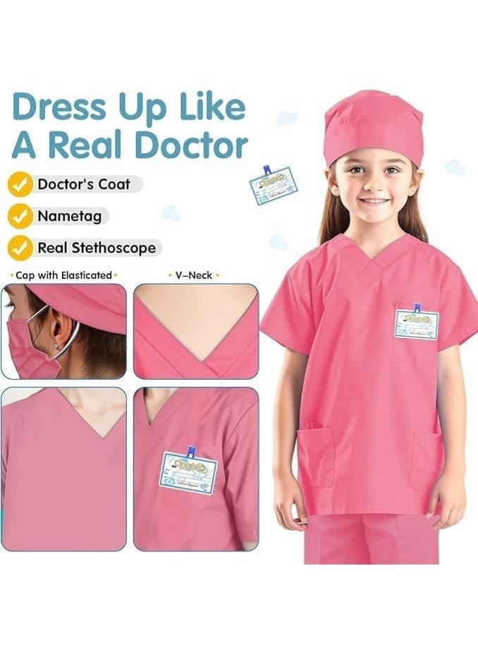Arabest Kids Doctor Costume Set Doctor Gowns with Stethoscope Halloween Nurse Costumes Clothes - Image 5