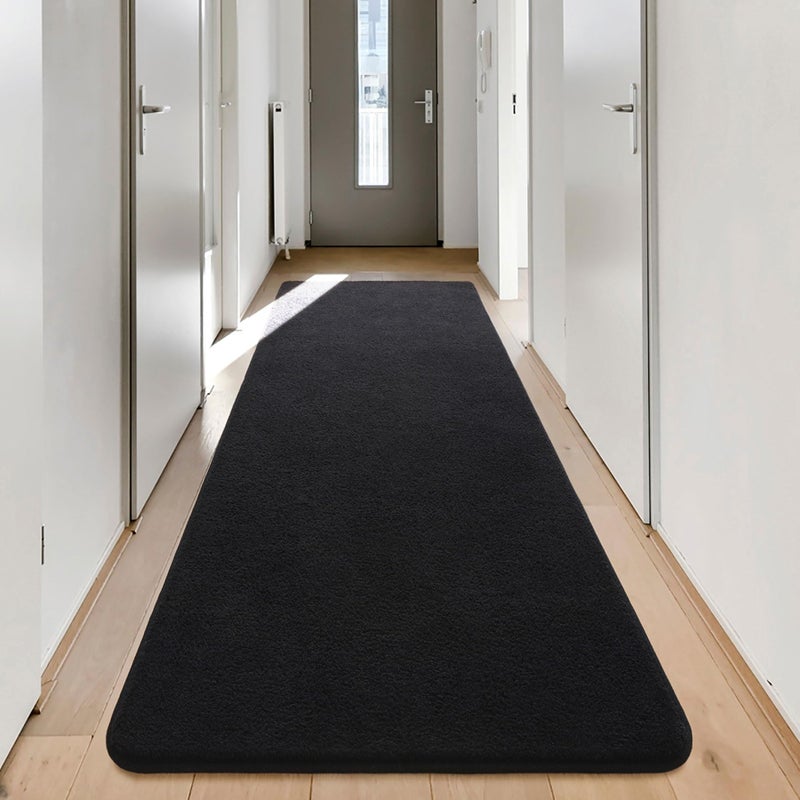 Keeko 2x6 Entryway Runner Rug  Black Bedroom Rug Washable Runners for Hallways Non Slip Low Pile Modern Memory Foam Rug Indoor Kitchen Rugs Carpet for Farmhouse Nursery Dorm Laundry Kids Room Decor - Image 1