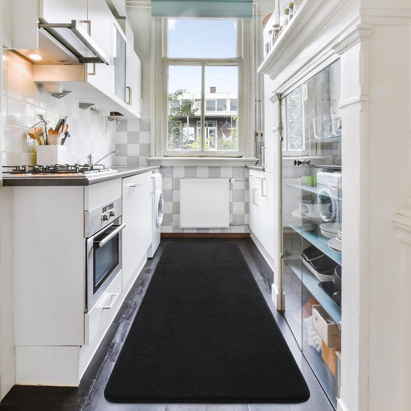 Keeko 2x6 Entryway Runner Rug  Black Bedroom Rug Washable Runners for Hallways Non Slip Low Pile Modern Memory Foam Rug Indoor Kitchen Rugs Carpet for Farmhouse Nursery Dorm Laundry Kids Room Decor - Image 5