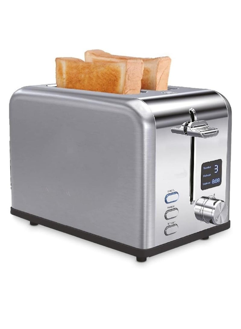 Bread Toaster 2 Slice with Bun Warmer, 1050W - Stainless Steel Toaster with Adjustable Browning Control and Extra Wide Slots  - Image 1