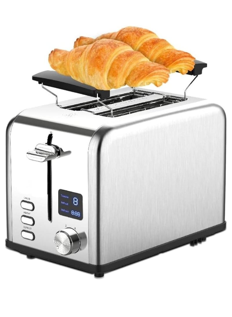 Bread Toaster 2 Slice with Bun Warmer, 1050W - Stainless Steel Toaster with Adjustable Browning Control and Extra Wide Slots  - Image 2