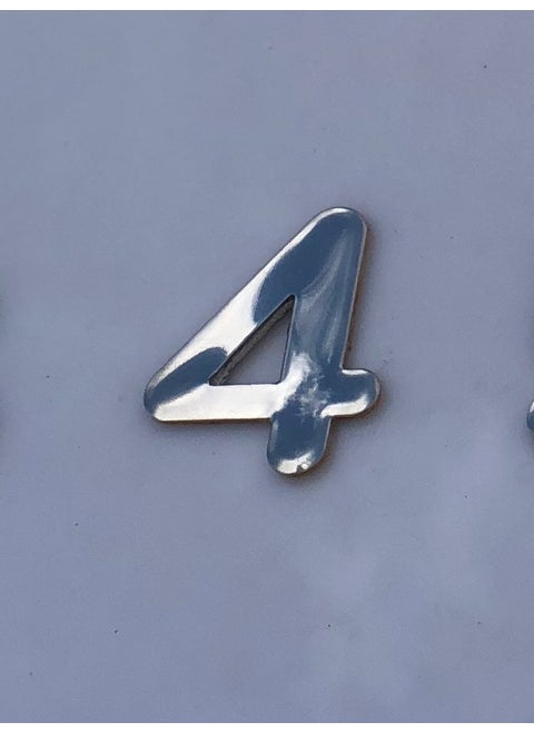 Door Number 4.2 cm No:4 Self-Adhesive Chrome Metal Cabinet, shoe rack, shelf, mailbox number