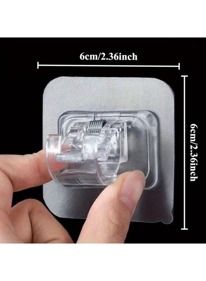Black 6pcs Self Adhesive Nail Free Curtain Rod Hooks Adjustable Wall Mounted Clamp Brackets - Image 3