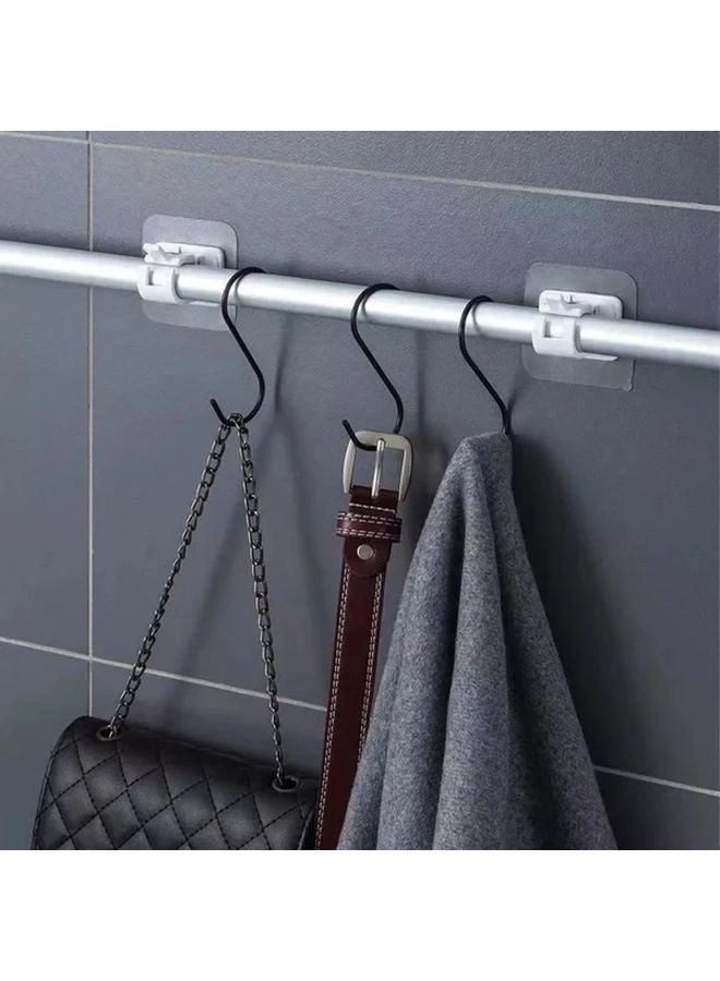 Black 6pcs Self Adhesive Nail Free Curtain Rod Hooks Adjustable Wall Mounted Clamp Brackets - Image 4