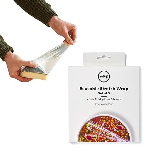 WP Reusable Silicone Stretch Wrap 1 Box with 3 Wraps 7x8 10x11 13x14 Oven Dishwasher Microwave  Freezer Safe BPA Free