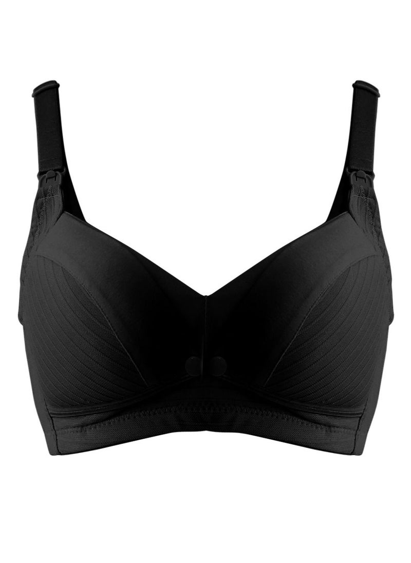 Okus - Comfy Cotton Maternity And Nursing Bra Black Small - Image 1
