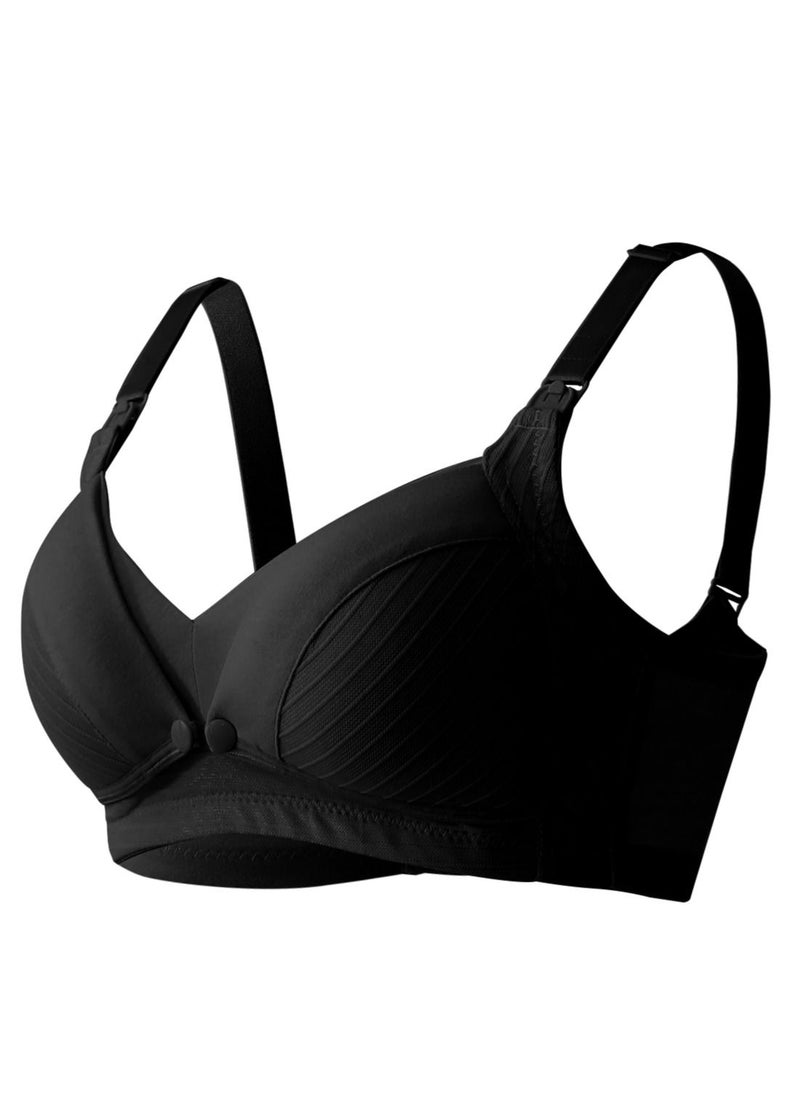Okus - Comfy Cotton Maternity And Nursing Bra Black Small - Image 1