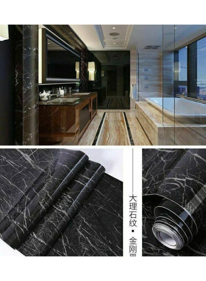 Thermal adhesive marble sticker roll - waterproof, sticks to walls, wood, ceramic and glass - 5 meters long x 60cm wide (black) - Image 5
