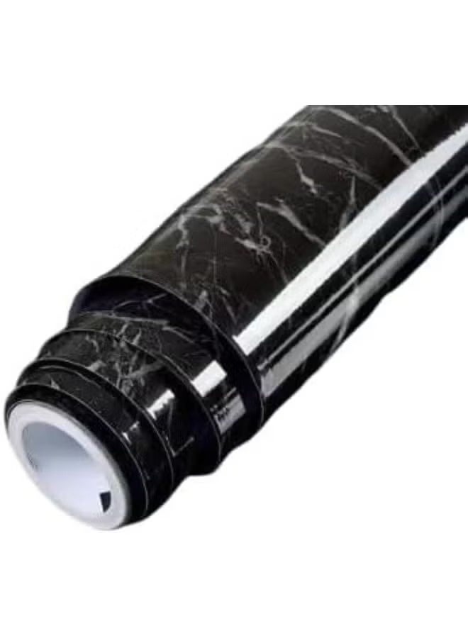 Thermal adhesive marble sticker roll - waterproof, sticks to walls, wood, ceramic and glass - 5 meters long x 60cm wide (black) - Image 1