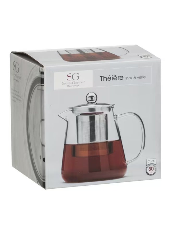سيكريت إبريق شاي زجاجي أنيق التصميم من دي جورميه، شفاف وأسود، سعة 800 مل - Image 3