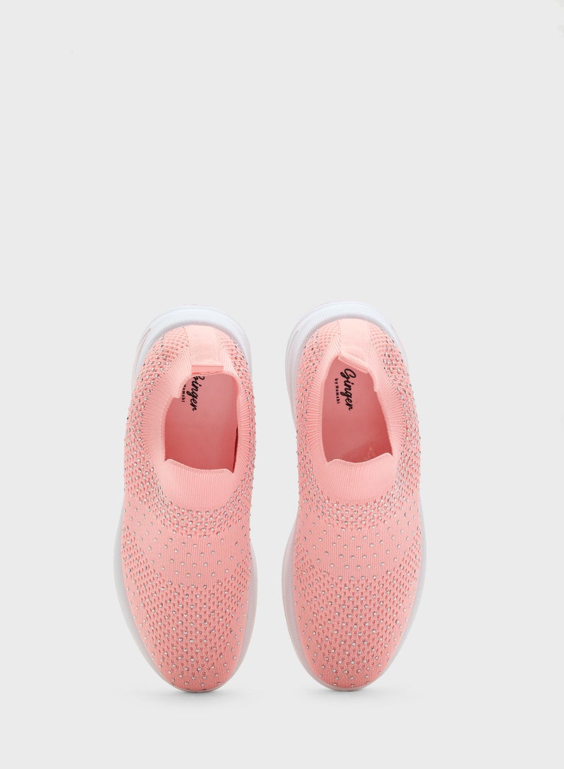 Ginger Diamante Knit Slip On Comfort Shoe  - Image 4