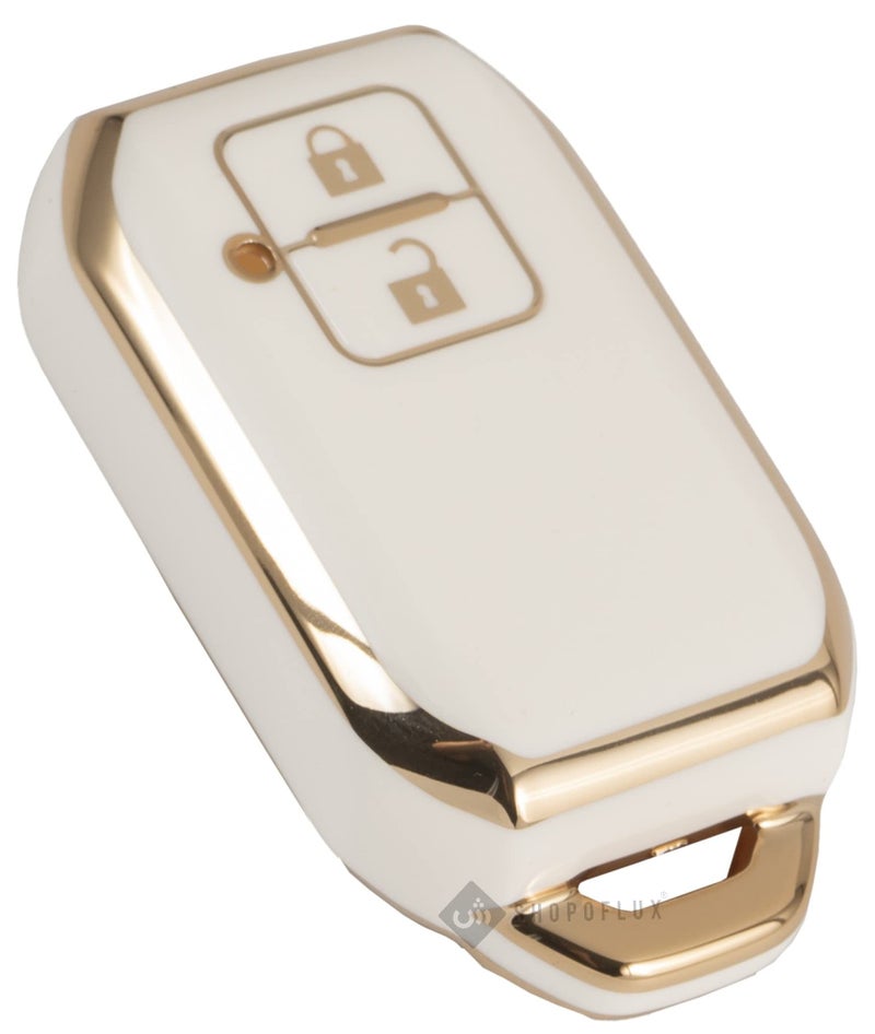 Shopoflux® TPU Key Cover for Suzuki and Toyota Models - Compatible with Baleno, Grand Vitara, XL6, Swift, Brezza, Ignis, Ertiga, Dzire, Fronx, Urban Cruiser, Rumion, Glanza, Hyryder,Victoris (White) - Image 1