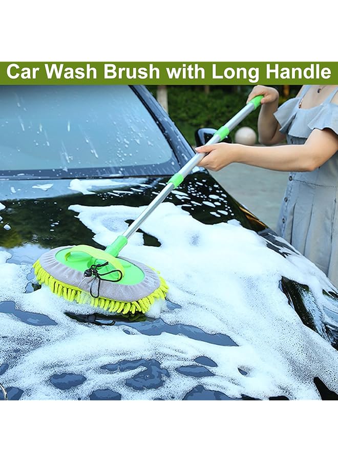 KASTWAVE Car Wash Brush With Long Handle Car Wash Microfiber Mop, Scratch-Free Microfibre & Mitt For Car Cleaning, Lint-Free Mop Heads, Car Washing Kit Car Windscreen Cleaner For Cars Rv Truck Boat Trailer - Image 5