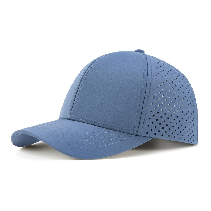 VOBOOM Men Quick Dry Baseball Cap Laser Cut Mesh Ball Curved Brim Snapback Hat (Blue) - Image 1
