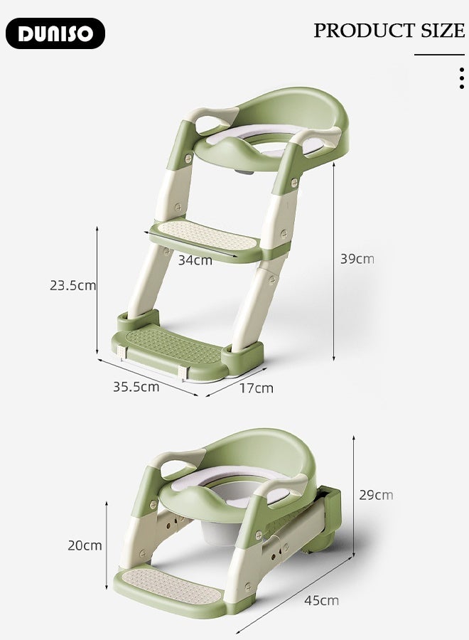 DUNISO 3-in-1 Kids Potty Training Toilet Seat with Step Stool Ladder,Toddlers-Comfortable Safe Potty Seat with Anti-Slip Pads Folding Ladder for Boys and Girls - Image 2