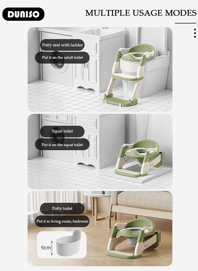 DUNISO 3-in-1 Kids Potty Training Toilet Seat with Step Stool Ladder,Toddlers-Comfortable Safe Potty Seat with Anti-Slip Pads Folding Ladder for Boys and Girls - Image 4