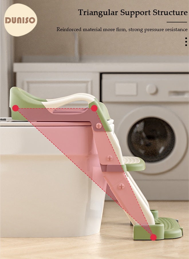 DUNISO 3-in-1 Kids Potty Training Toilet Seat with Step Stool Ladder,Toddlers-Comfortable Safe Potty Seat with Anti-Slip Pads Folding Ladder for Boys and Girls - Image 5