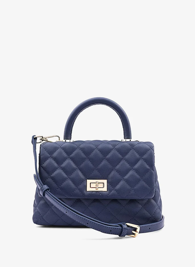 Cuple Women’s Quilted Top Handle Bag with Turn-Lock Closure