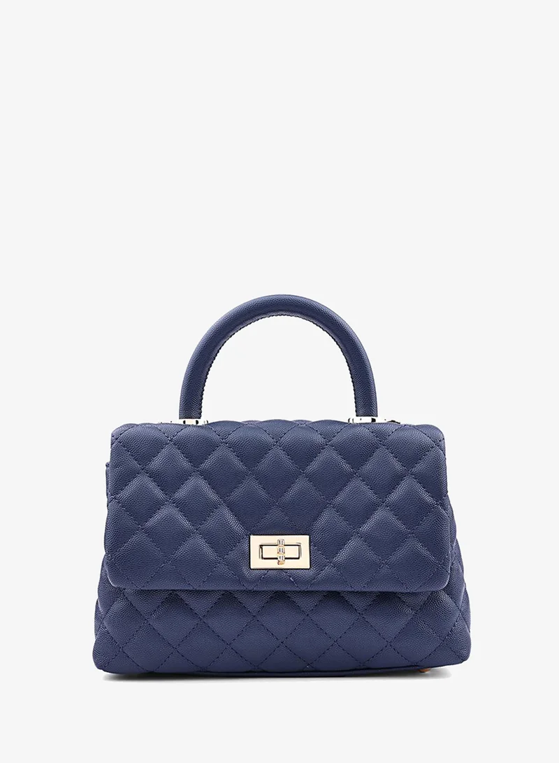 Cuple Women’s Quilted Top Handle Bag with Turn-Lock Closure