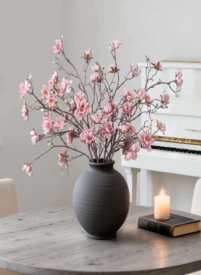 HyeFlora 3PCS Artificial Magnolia Flowers Stems for Spring Decoration, Faux Pink Magnolia Branches with Buds, 34.5" Long Stems Floral Arrangement for Vase Pot Table Centerpiece Indoor Decor - Image 2
