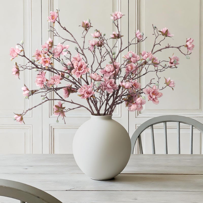 HyeFlora 3PCS Artificial Magnolia Flowers Stems for Spring Decoration, Faux Pink Magnolia Branches with Buds, 34.5" Long Stems Floral Arrangement for Vase Pot Table Centerpiece Indoor Decor - Image 1