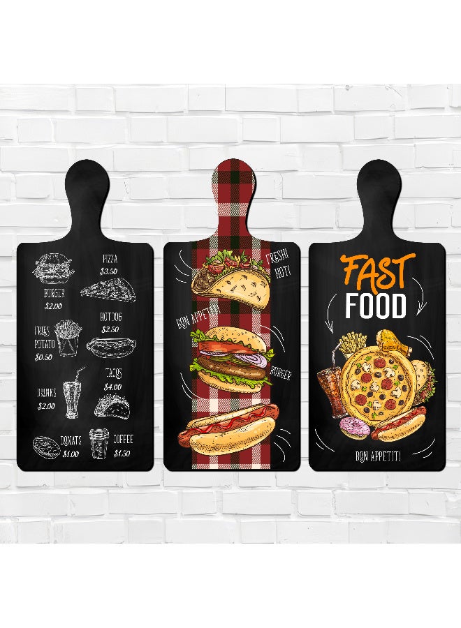 A Set Of 3 Wooden Wall Decor Pieces Designed Like Coasters Or Cutting Boards, Printed With Elegant Illustrations. Comes With Double-Sided Adhesive Backing. Dimensions: 28×13.5 Cm. Features High-Quality Glossy Printing With A Protective Layer Resistant To Dust And Wear. - Image 1
