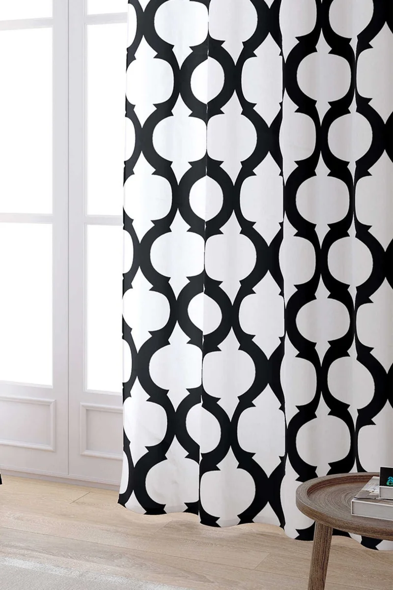 Cango Home Black and White Modern Geometric Patterned Digital Printed Curtain OTYK531-PR