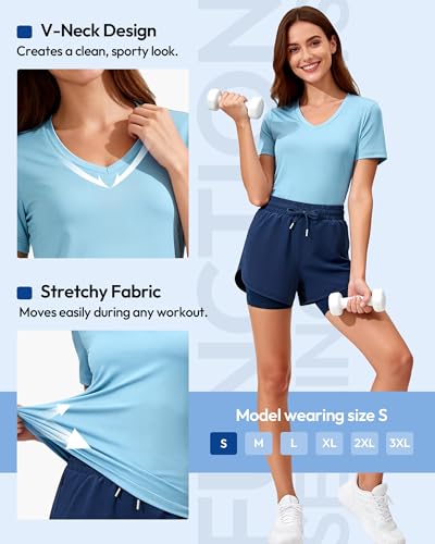 CE' CERDR 5/7 Pack Workout Shirts for Women, Moisture Wicking Quick Dry Active Athletic Women's Gym Performance T Shirts - Image 3